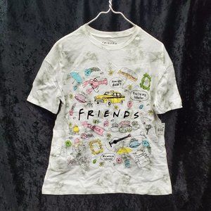 New Women's Friends TV Series Collage Icons White Gray Tie Dye T shirt Medium